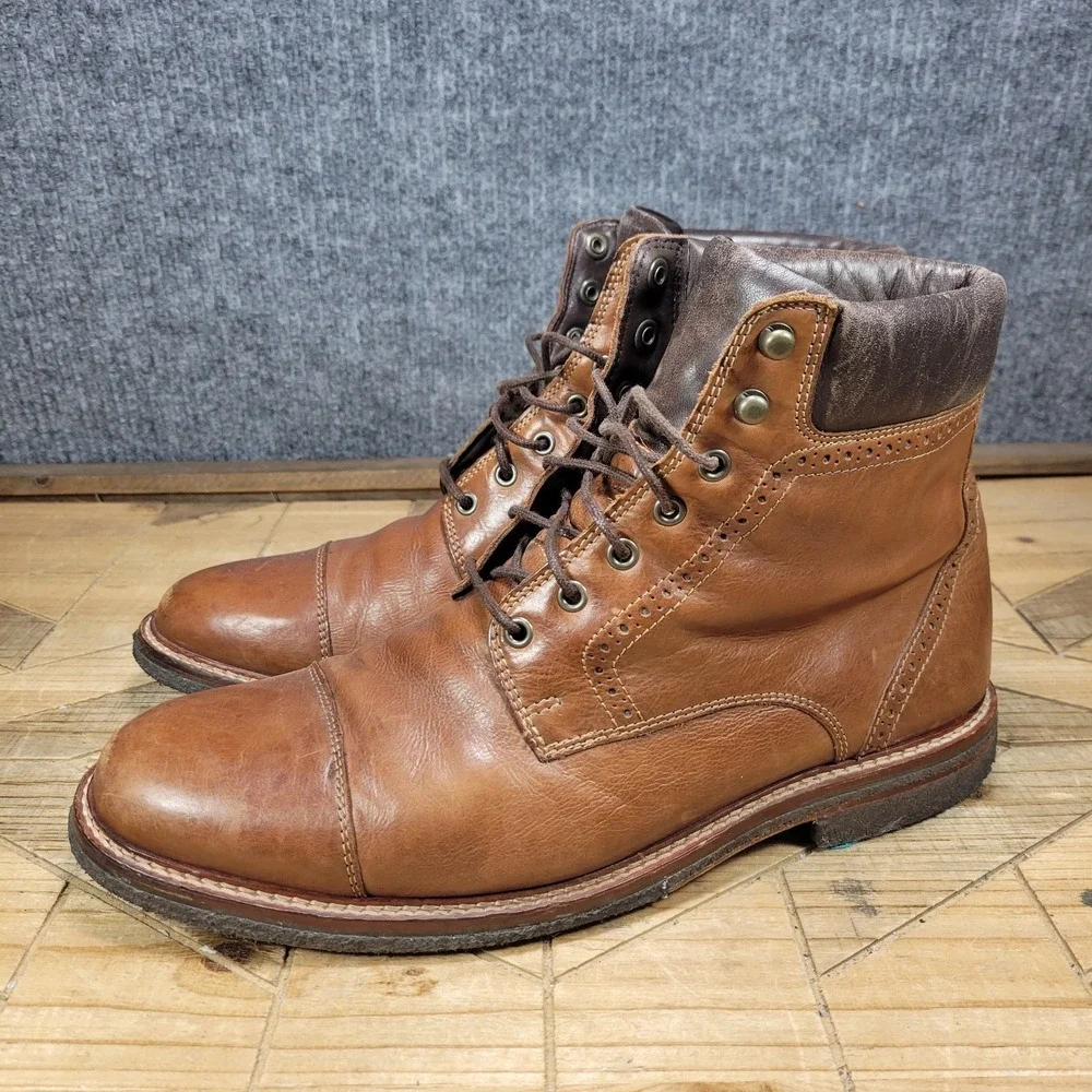 Johnston & Murphy Connelly $200 Men's Cap Toe Boots Size 10 M Crepe Sole 27-1233
